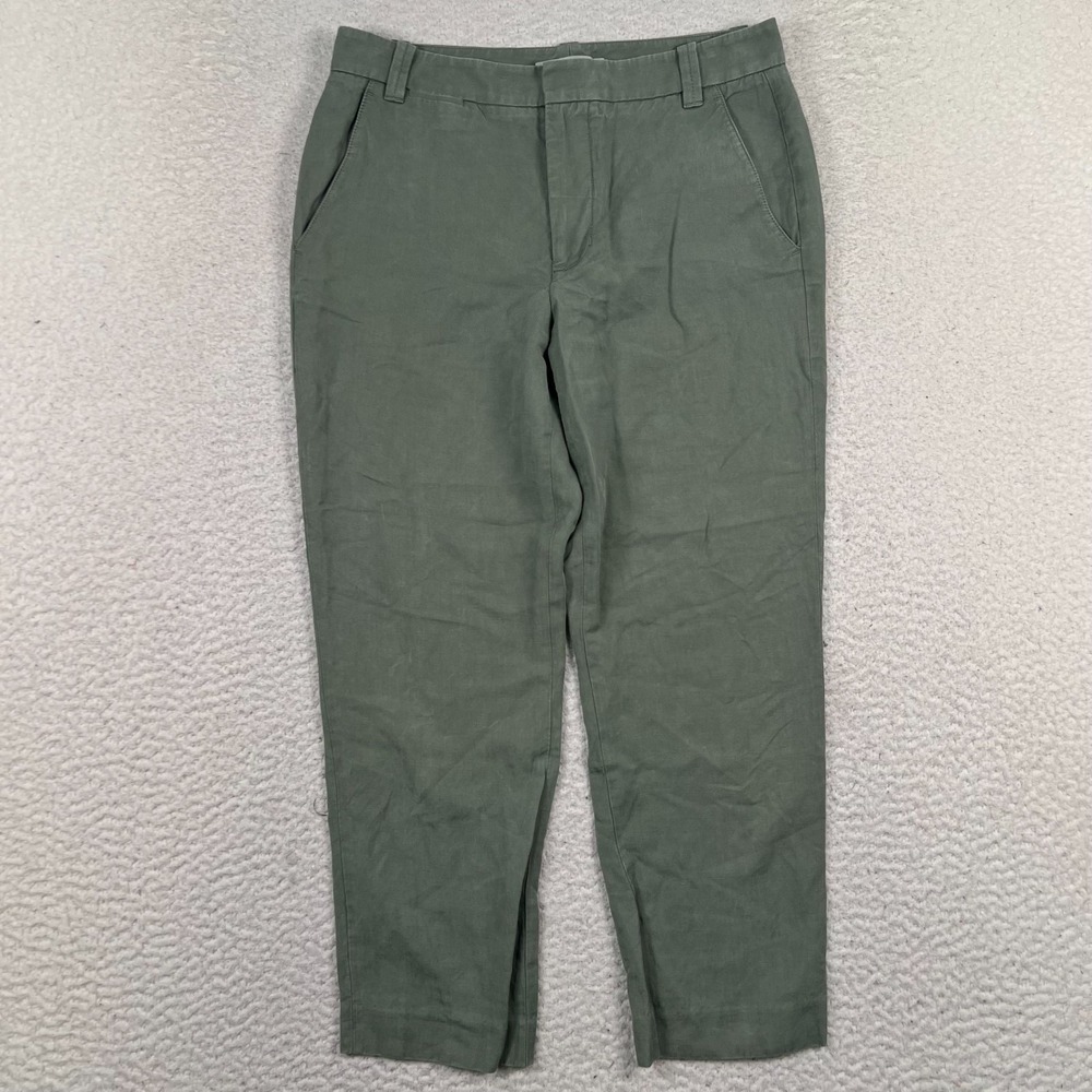 Vince Coin-Pocket Cropped Straight-Leg Trouser Women's‎ 4 Sage Green Linen Blend